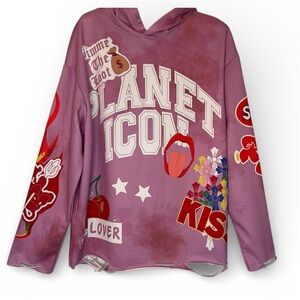 Mens S Casual Hooded Baggy Sweatshirt Graphic Streetwear Distressed Grunge Skate